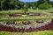 View over flowerbed at Castle Wilhelmhohe to Hercules monument, Wilhelmshoehe Mountainpark, Bergpark, Castle Park, Germany