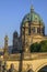 View over the Friedrichs Bridge in the center of Berlin to the main tower of the Berlin Cathedral