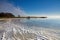 View over the frozen lake IJsselmeer