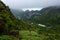 View over the Gold Ecological Park in Jiufen, Taiwan from a mountain hiking path overlook