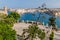 View over Grand Harbour from Herbert Ganado Gardens in Valletta, Mal