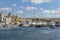 View over the Grand Harbour of Valetta with big yachts