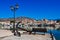 View Over Harbour to Galaxidi Town With Church on Hill Top, Greece