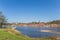 View over historic city Lauenburg from across the river Elbe