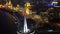 View over Huangpu River & Pudong skyline at night, Shanghai