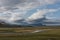 View over Iceland river in valley landscape