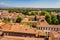 View over Italian town Lucca with typical terracotta roofs