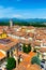 View over Italian town Lucca with typical terracotta roofs