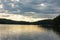 view over lake Maly near Stare Jabbonki in Poland in sunset