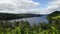 View over Lake Vyrnwy, Wales, with a tower on the waterside