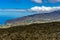 View over a lava field to the coast of La Palma and the village of Tazacorte