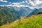 View over Logarska valley to Kamnikâ€“Savinja Alps in Slovenia