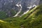 View over Logarska valley to mountain range Kamnik-Savinja Alps in Slovenia, Europe