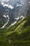 View over Logarska valley to mountain range Kamnik-Savinja Alps in Slovenia, Europe