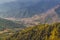 View over the mountains in Bhutan on the way to Taktshang GoembaTiger`s Nest Monastery, the most famous Monastery in Bhutan, in