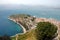 View over Nafplio in Greece showing the town, hand Bourtzi Castle