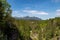 View over over the Archbach gorge to the mountain Gehrenspitze on a beautiful sunny day