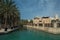 A view over the Pale blue water of the Canal running through Dubai`s Old ton