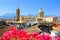 View over Palermo, Sicily with vibrant flowers