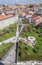 View over a park from the Clerigos tower in Porto