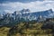 View over Passo di Giau Mountains, Croda da Lago, Formin of Europe Alps, Dolomites, Italy