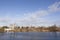 view over river Linge on dutch town of Leerdam in the netherlands