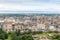 View over the roofs of Edinburgh from Edinburgh Castle on a cloudy day, Edinburgh, Scotland, Europe