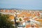 View over the roofs of the town Malgrat de Mar from the hill of the Parc del Castell