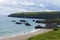 View over Sango Sands, Bay with sandy beach, in Scotland