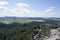 View over the Schrammsteine rocks and hilly landscape in Saxon Switzerland