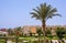 View over seaside apartments at a tropical resort