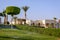 View over seaside apartments at a tropical resort