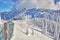 View over the spectacular ski slopes in the Carpathians mountains, Panoramic view over the ski slope, ski resort in Transylvania,