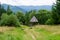 View over traditional fairies garden bath, Borsec, Romania