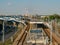 View over the train station Podgorze and power plant in Nowa Huta in the background, the district of Cracow.