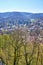 View over the trees to the mountains and the city of Wernigerode. Saxony-Anhalt, Germany