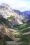 View over the valley of the gramai alp in the karwendel mountains of the european alps