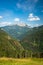 View over valley to mountain Raduha in Kamnikâ€“Savinja Alps