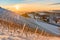 View over the the vineyards an the foggy valleys of slovenia south Styria Sustria Libenitz