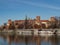 View over Vistula River and Wawel Castle, the biggest attraction of Cracow. Winter time
