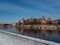 View over Vistula River and Wawel Castle, the biggest attraction of Cracow. Winter time