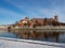 View over Vistula River and Wawel Castle, the biggest attraction of Cracow. Winter time