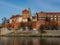 view over Vistula River and Wawel Castle, the biggest attraction of Cracow. Winter time