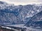 View over the wintry Lake Hallstatt and the Dachstein