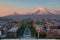 View over Yerevan, capital of Armenia with the two peaks of Mount Ararat