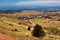 View overlooking the town of Cripple Creek, Colorado with mountains in background