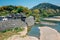 View of Ozu village and Hijikawa river in Ehime, Shikoku, Japan