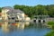 View of the Ozyorsk hydroelectric station on a summer day. Ozersk, Kaliningrad region