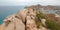 View of Pacific and Sea of Cortes and Cabo San Lucas marina as seen from the top of Mount Solmar in Baja California Mexico