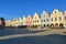 View at the Painted houses at Main place in Telc - Moravia, Czech republic